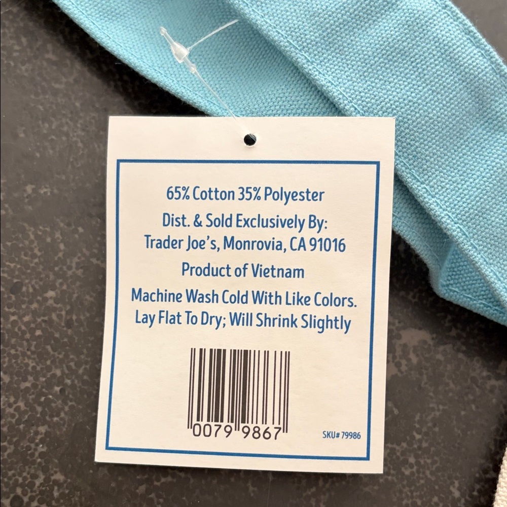 Trader Joe’s Pastel Blue Mini Canvas Tote Bag - Picture 3 of 4